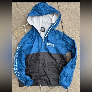 Thrasher Blue and Black Pullover Windbreaker Hoodie